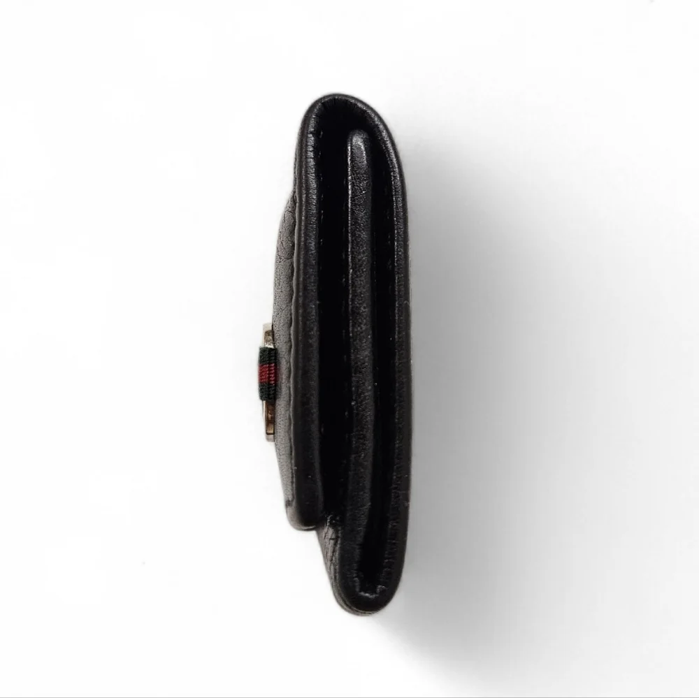 Gucci GG Marmont Black Leather Card And Key Holder Wallet In Black And Silver - Picture 3 of 11